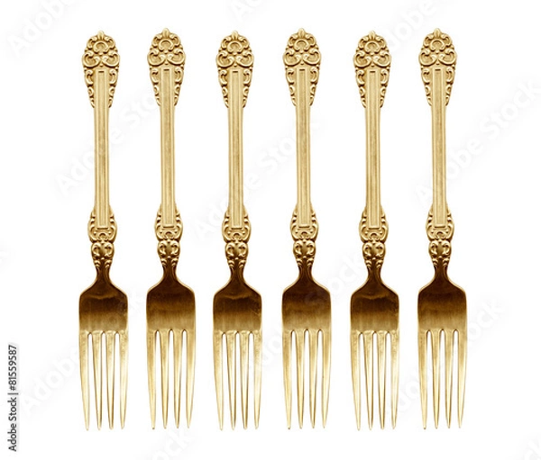 Obraz Gold forks the isolated