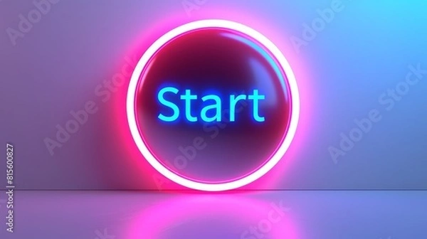 Fototapeta START button neon light