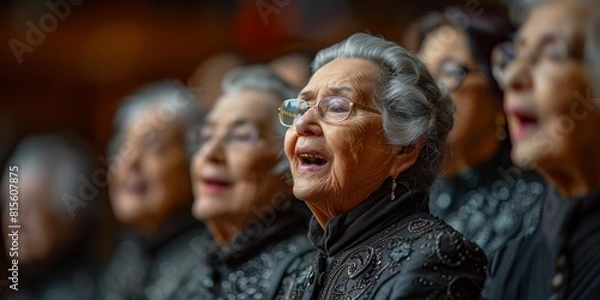 Fototapeta A choir of talented women delivers a powerful performance at a religious event.