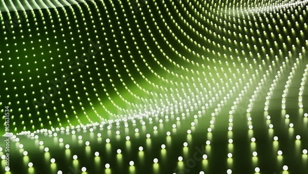 Fototapeta 3D technology background ith glowing dots on mesh