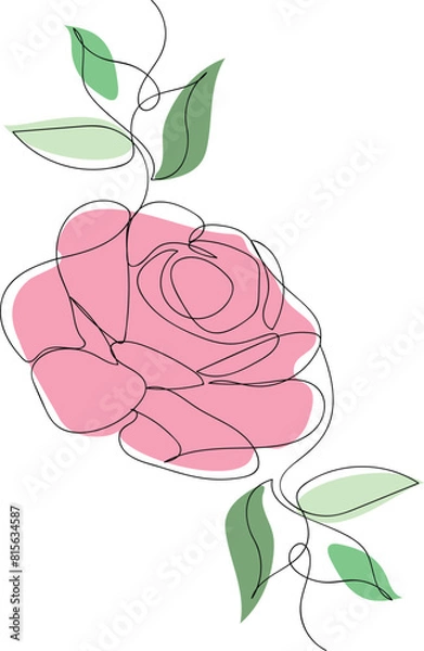 Obraz Rose one line art design. hand drawn illustration.