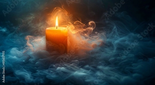 Fototapeta Mystical Candle with Dancing Smoke and Sparks. Generative ai