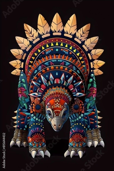 Fototapeta Resilient Ankylosaurus Totem with Native American Motifs