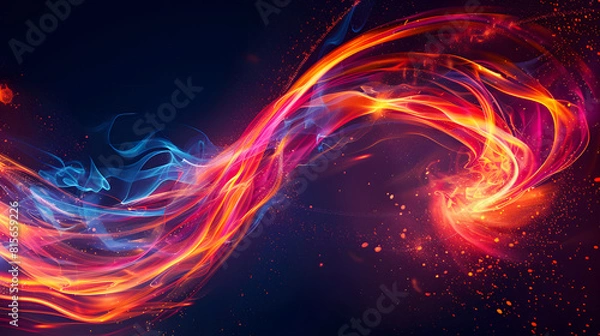 Fototapeta Glowing liquid luminous swirl on black background