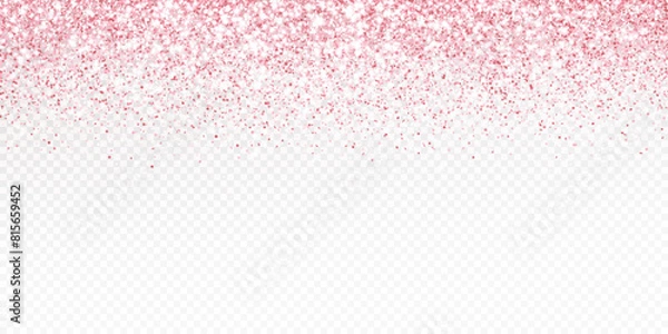 Fototapeta Pink glitter lights background. Sparkling glittering rain effect. Luxury frame for mother's day, Valentine, wedding, birthday party. Transparent background can be removed in vector format.