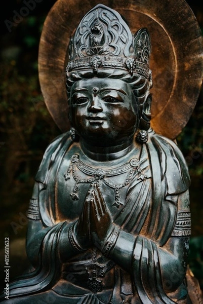 Obraz Bronze statue of the Hasedera Hozo Bosatsu Amida Buddhist Shinto Statue at Hasadera Temple in Japan