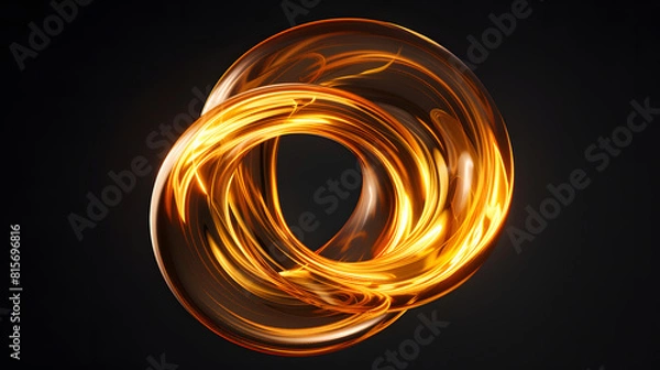 Fototapeta Glowing luminous swirl isolated on black background