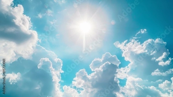 Fototapeta The sky is blue with many clouds