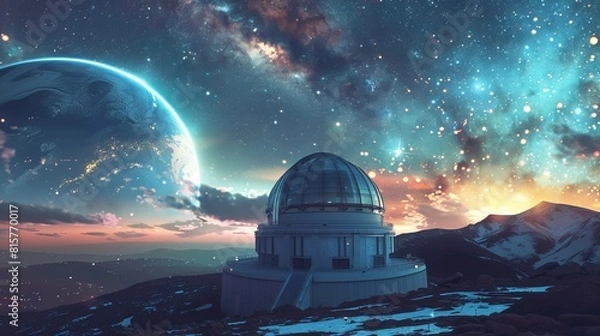Obraz Realism digital painting of a celestial observatory where observers witness the glorification of the universe