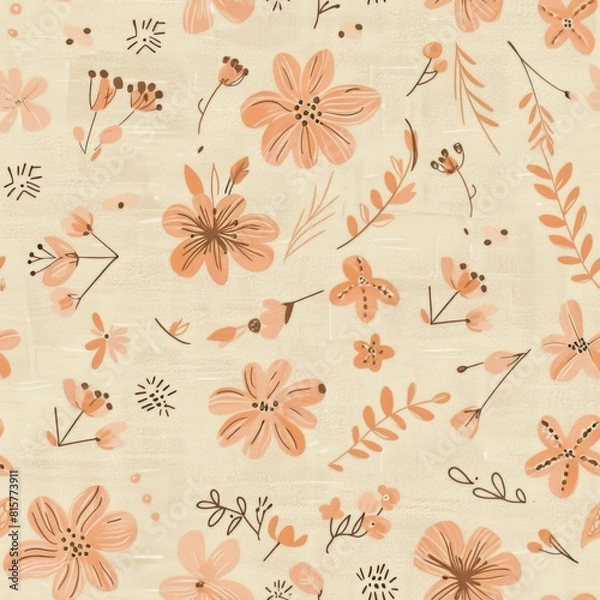 Fototapeta Pastel Floral Pattern Background with Delicate Blooms