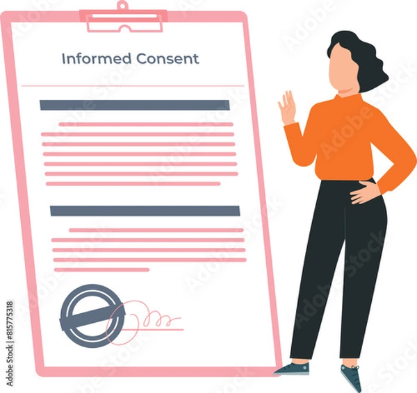 Obraz Girl reading informed consent.