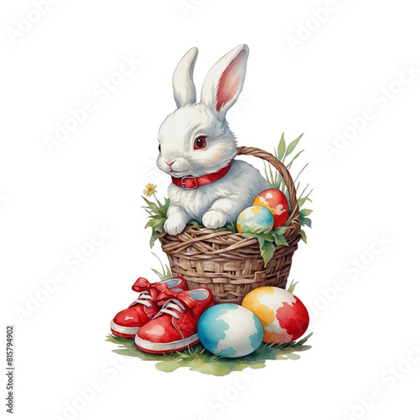 Fototapeta easter bunny and easter eggs