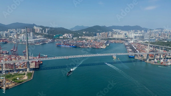 Fototapeta 2024 May 15,Hong Kong.Aerial view of Kwai Tsing Container Terminals.