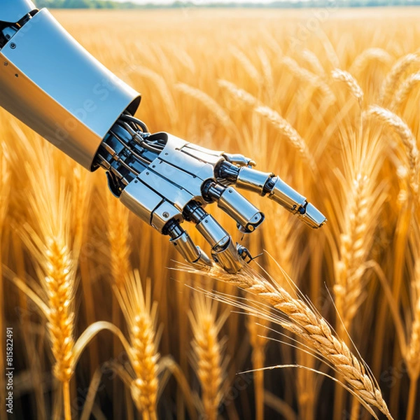 Obraz robot and wheat plant