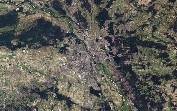 Fototapeta Warsaw view from the satellite