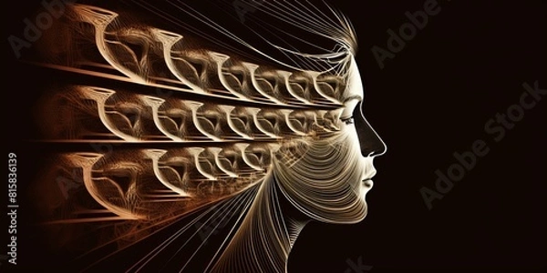 Fototapeta The concept of rational and irrational thinking of two people. Heads of two people with colourful shapes of abstract brain for concept of idea and teamwork. different thinking.