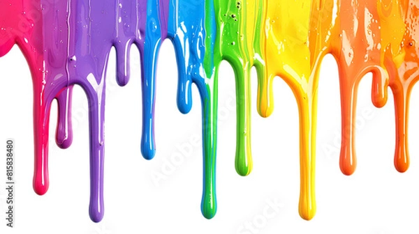 Obraz rainbow colored paint dripping isolated on transparent background