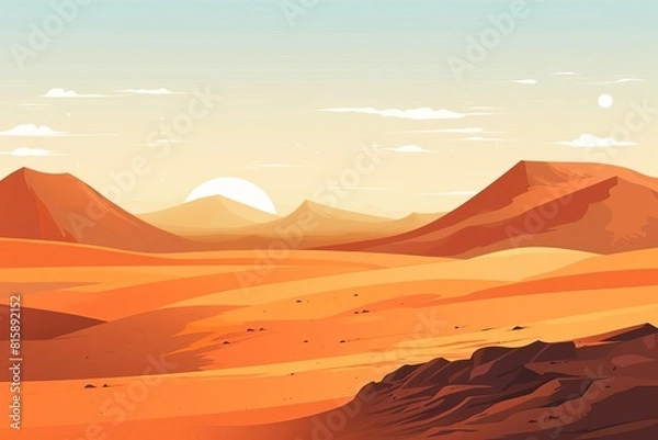 Fototapeta desert dunes flat design side view arid landscape theme water color Tetradic color scheme