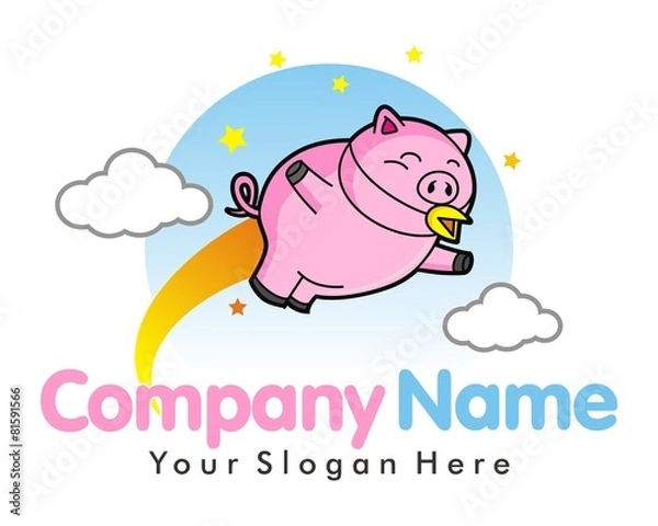 Obraz pig hog fly cloud image logo vector