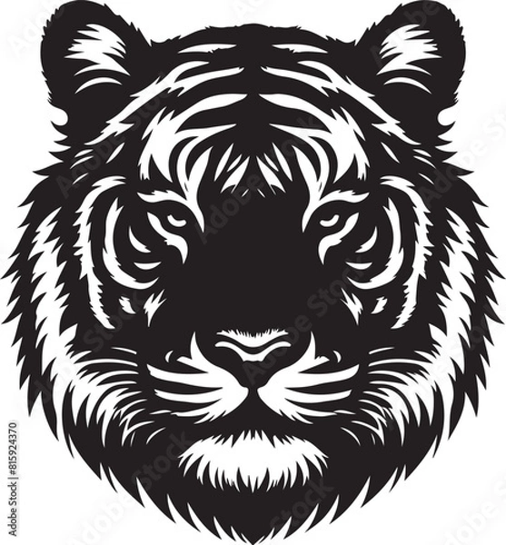 Fototapeta Tiger heads black and white vector. Silhouette SVG shapes of tigers illustration. Vector tiger face vector silhouette illustration black color