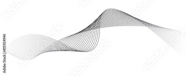 Obraz Flowing particles form waves, a gradient light pattern. modern technology background Vector