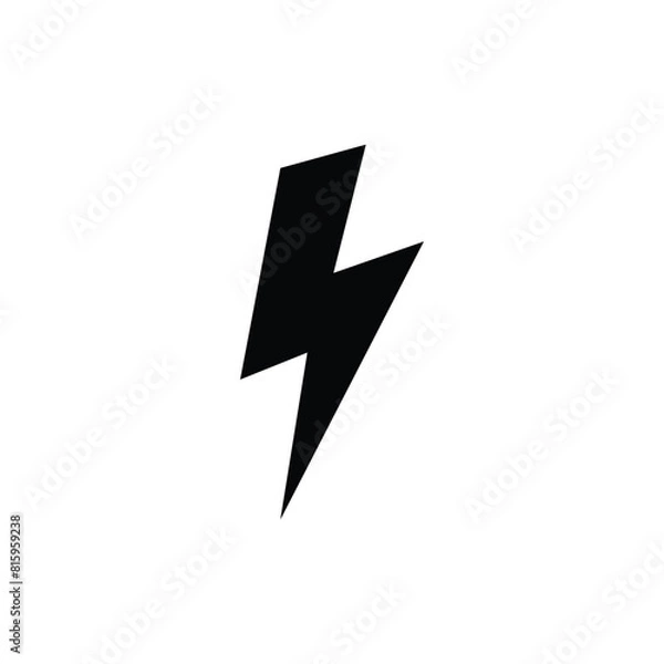 Fototapeta Lightning, electric power icon. Simple solid style. Thunder electricity, flash bolt, speed, thunderbolt, blitz, energy concept. Silhouette, glyph symbol. Vector illustration isolated.