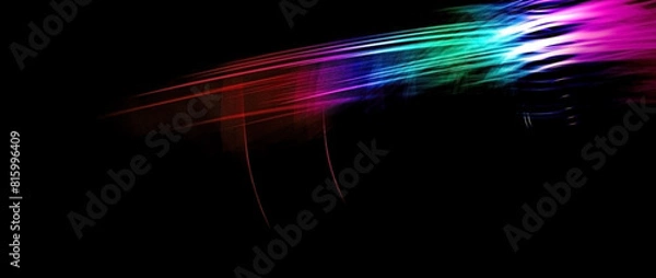 Fototapeta Panoramic light stream speed technology concept, light abstract future background