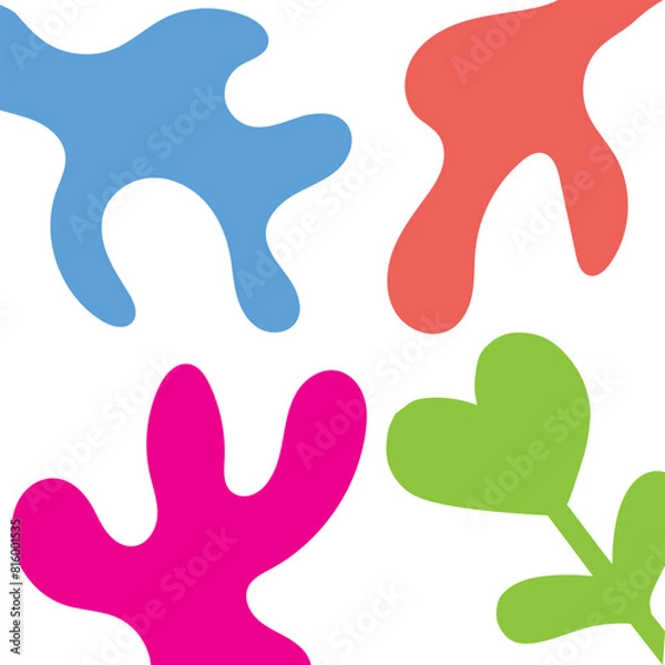 Fototapeta Colorful abstract shape doodle collection. Funny geometric collage shapes. Modern element set in hand drawn style. Creative decoration clip art bundle on isolated background