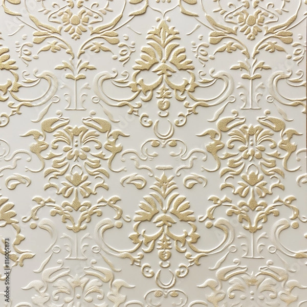 Fototapeta Elegant white and gold background featuring a delicate pattern of gold filigree
