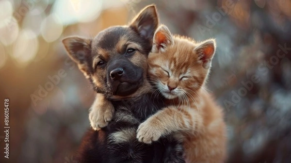 Obraz Generate an image of a pet hugging another pet