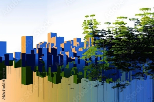 Fototapeta white abstract black city mock-up template wallpaper 3d render illustration. Beautiful simple AI generated image in 4K, unique.