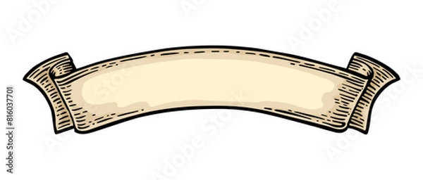 Fototapeta Ribbon isolated on white background. Vector color vintage engraving illustration