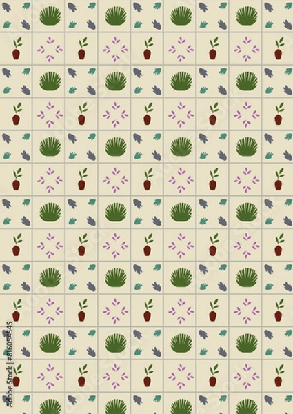 Obraz abstract pattern with leaves and flowers