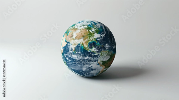 Fototapeta Blue planet earth isolated on white background. Clipping path. Planet Earth with clouds, Europe and part of Asia and Africal. planet Earth in galaxy space. Planet Earth in space with night and city. 