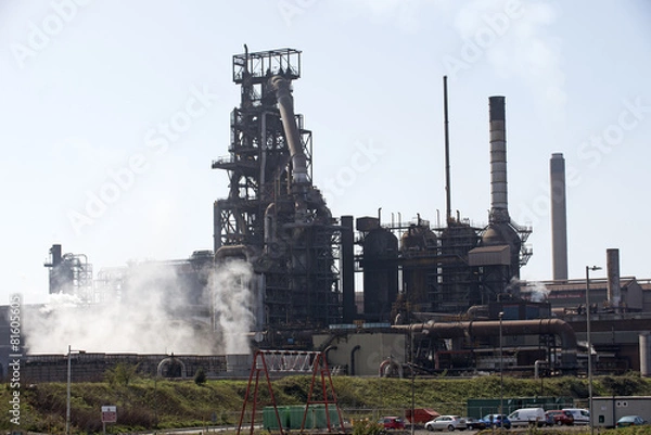 Obraz Steelworks coke blast furnace Port Talbot South Wales UK