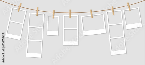 Obraz long polaroids in a string with large bottom border