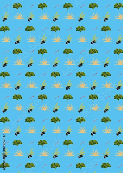 Fototapeta abstract pattern with leaves and flowers