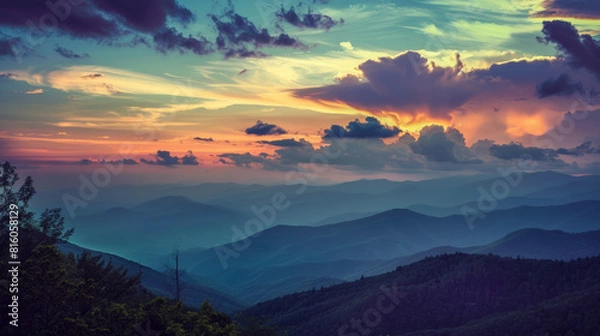 Fototapeta sunset in the mountains