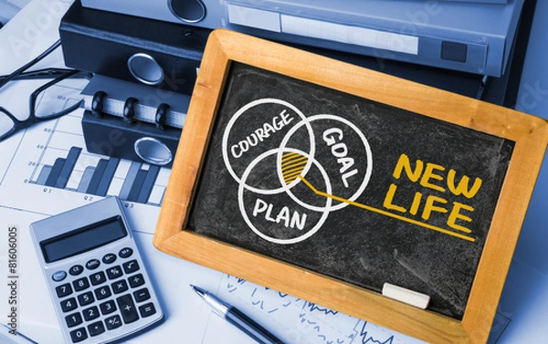 Obraz new life concept: courage goal plan