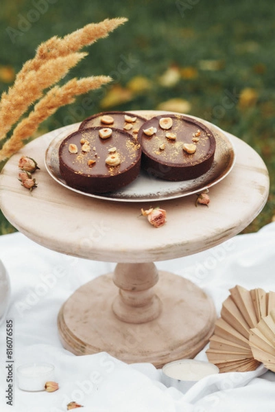 Fototapeta Whimsical Cake Creation With Unique Fan Decor