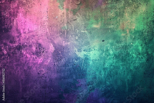 Fototapeta Gradients of green, blue, purple, pink blend smoothly with a bright, glowing light. rough abstract background grunge texture