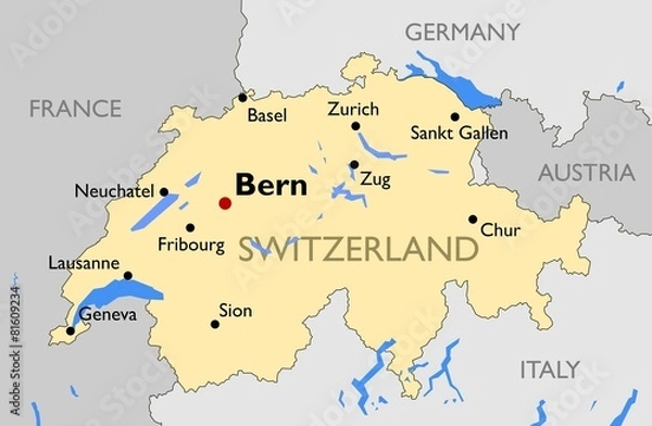 Fototapeta Switzerland map