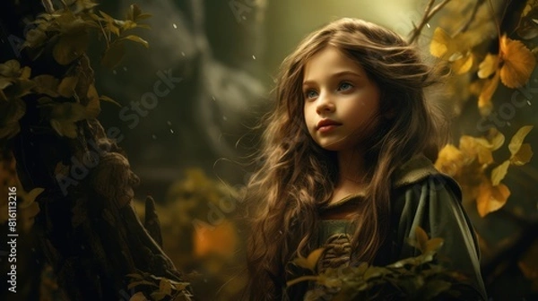 Fototapeta portrait of a girl in the forest