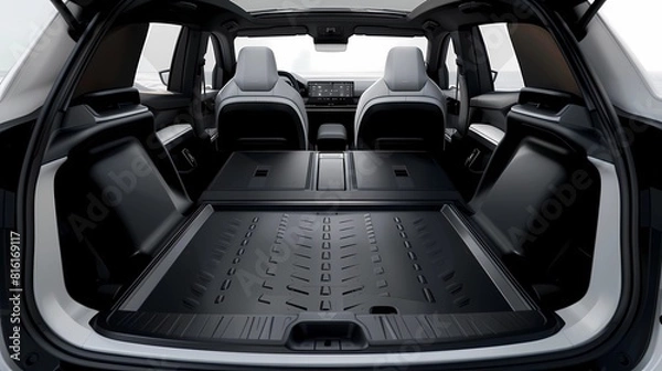 Fototapeta Modern car interior with seats and seats, Generative AI illustrations.