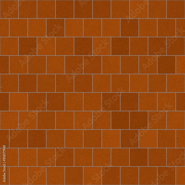 Fototapeta Terracotta tiles construction material floor design, illustration 3d mapping texture square pattern