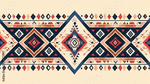 Obraz An ethnic style handmade geometric ornament border design for fashion fabric wallpaper web and print applications