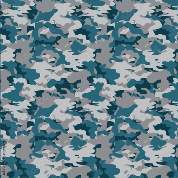 Fototapeta Military camouflage blue color pattern