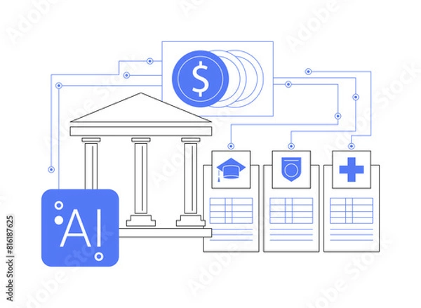 Obraz AI-Optimized Resource Allocation abstract concept vector illustration.