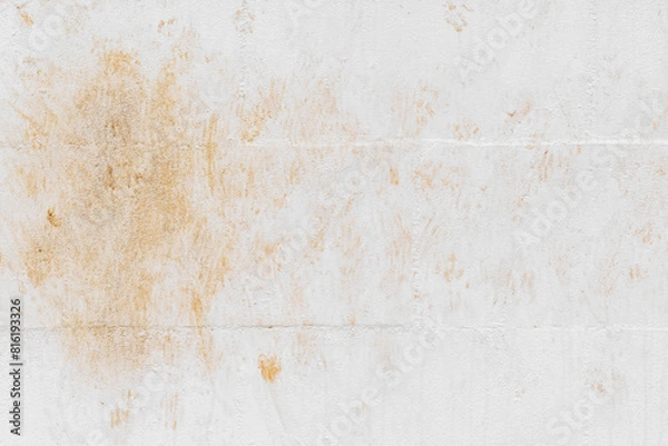 Fototapeta Dirty wall. Cat footprints or paw prints on white painted brick block wall. White wall texture background. Grunge and rough surface backdrop.