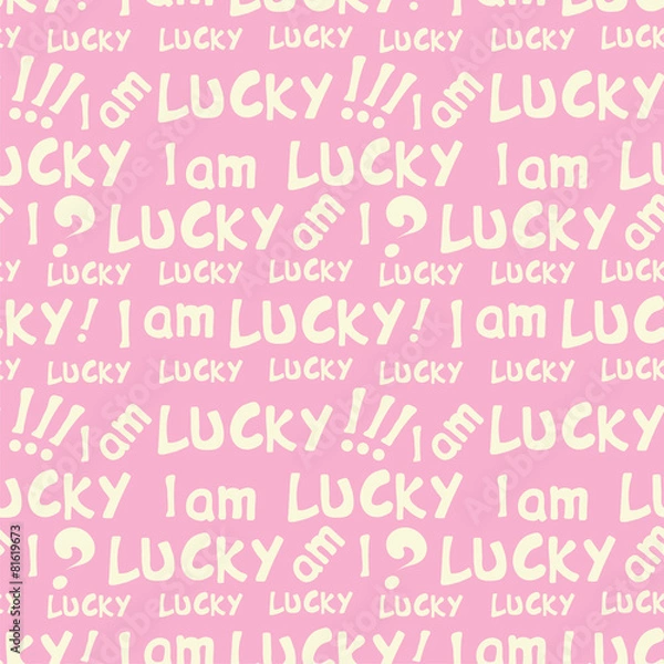 Fototapeta decorative yellow seamless pattern with words "lucky"